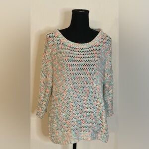 QS by Olivia- Knitted pink teal and white‎ sweater coverup size L
